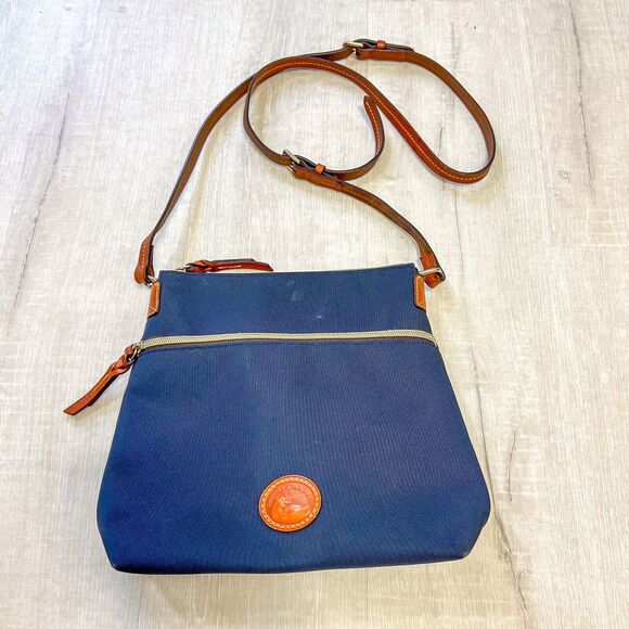 Dooney & Bourke Handbags - Dooney and Bourke Nylon Cross Body Bag Navy Blue with Red Lining